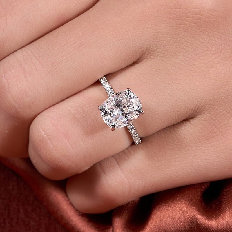 1pc Gorgeous Elegant White Gold Four-claw Fat Rectangular Ice Flower Cut Zircon Rings For Women Dating Party Prom Sterling Silver Ring Anniversary Birthday Gift Fine Jewelry