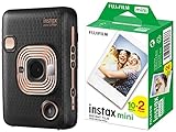 Fujifilm Instax Mini LiPlay Elegant Black & Mini Instant Film, 2X 10 Blatt (20 Blatt), Weiß