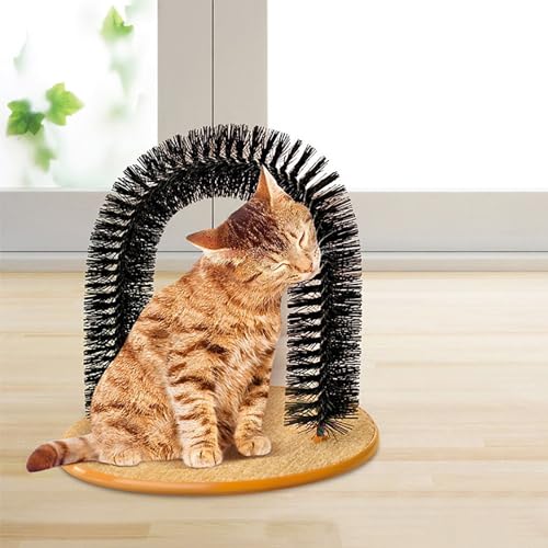 Image of Cat Scratcher,Cat Brushes for Indoor Cats,Self Groomer Scratching Board Scratch Pad,Cat Face Head Self Grooming Brush Post for Deshedding w /Cute Kitten Toy