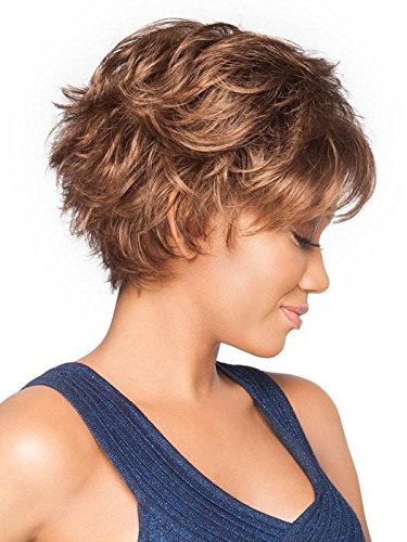 Voltage Avg Cap Wig Color SS29/20 SHADED STRAWBERRY BLONDE - Raquel Welch Wigs Short Textured Layers Wispy Bangs Synthetic Women's Memory Capless Flared Neckline