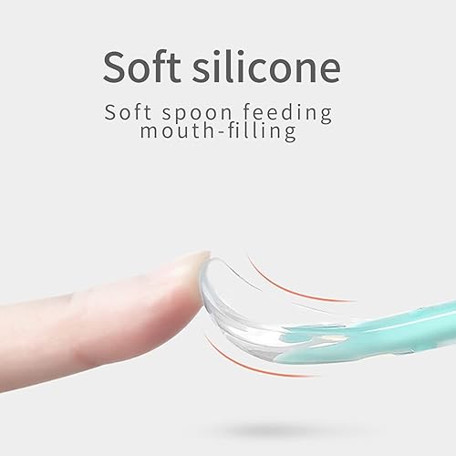 Miniatura 4 de Cuchara de silicona de doble cabeza para bebés (rosa), cuchara de barro para raspar frutas para bebés, cucharas de alimentación cuchara de