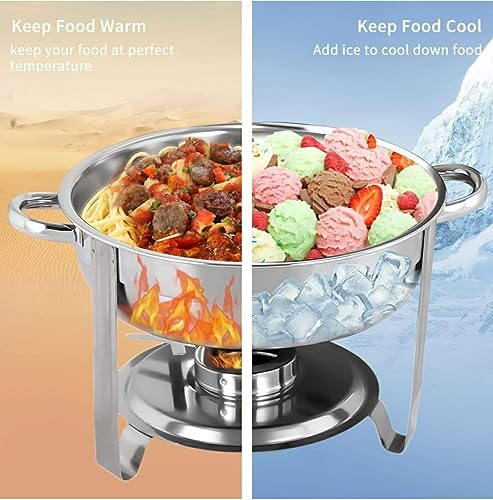 Image of Shoppers Hub PNQ 3.5L SS Round Chafing Dish with Gel Based Heating Container & Transparent See Through Lid for Ideal Heavy Duty Use in Hotels,Caterings, Banquets, Buffets and Other Commercial Places.
