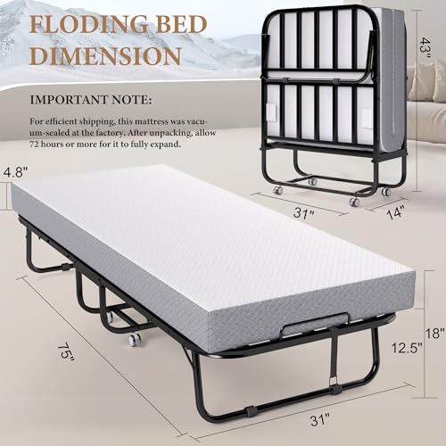 Decofy Folding Bed with Memory Foam