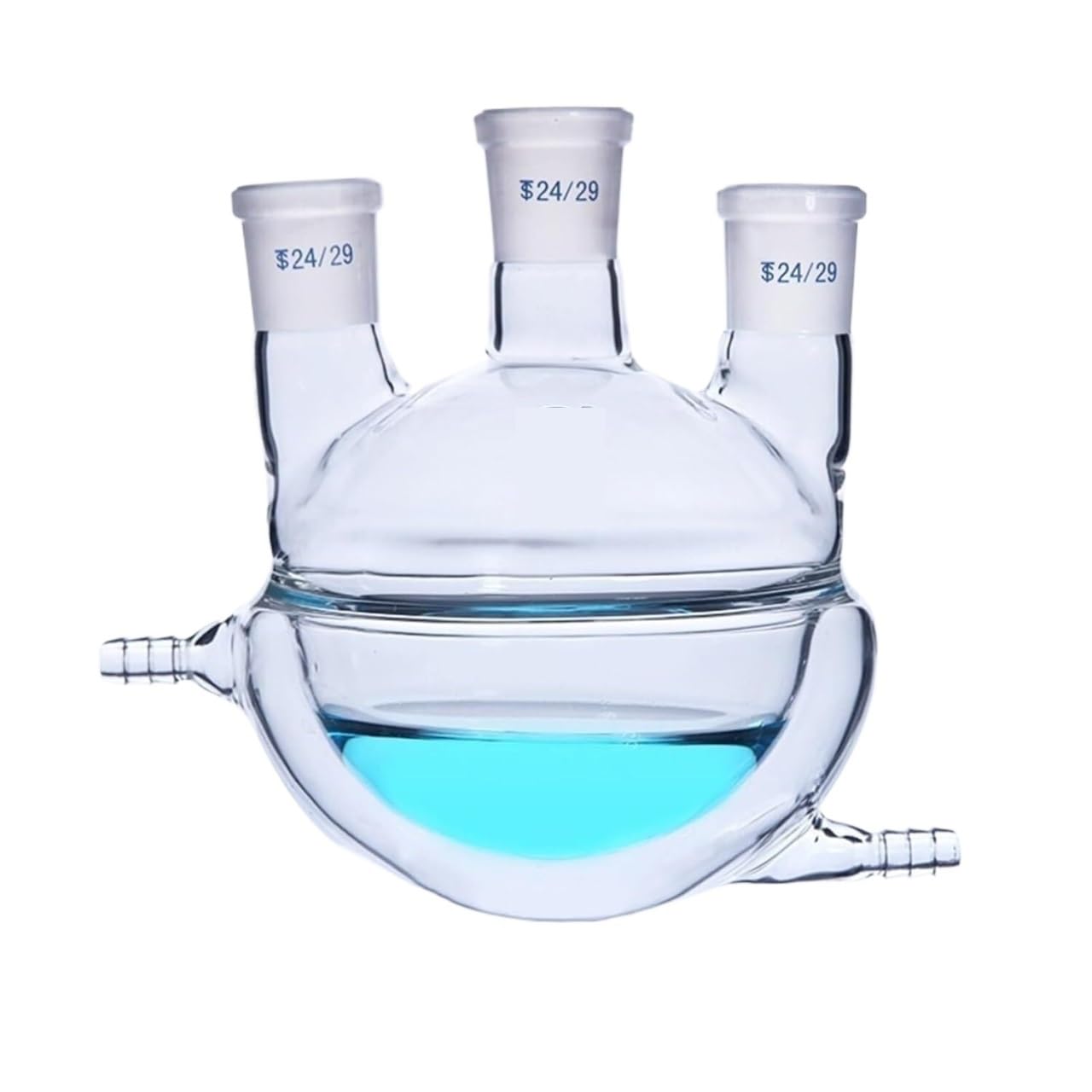 Kolba szklana laboratoryjna, Trójotworowa kolba reakcyjna z płaszczem ze szkła borokrzemianowego, wiele rozmiarów(500mL 29x24x24)
