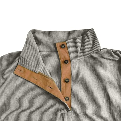 RTRDE Men's Fashion Quarter Button Sweatshirts Pullover Long Sleeve Corduroy Sweatshirt Athletic Workout Sweater4