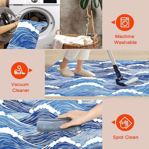 Tapis de chambre ukiyo-e indigo pour bureau calme - 7
