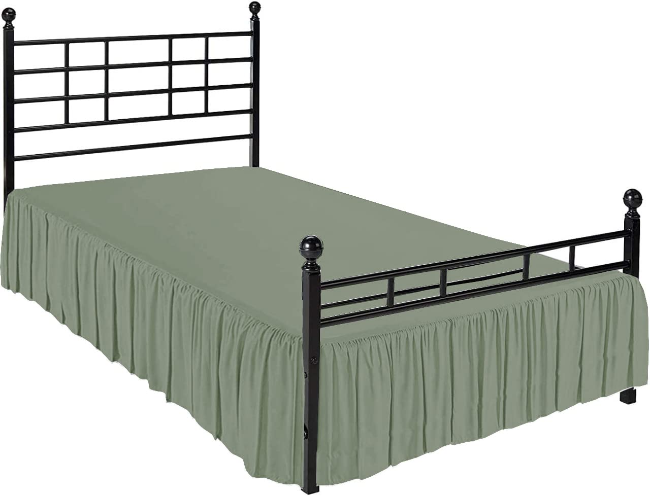 Sage Solid, Queen Size Dust Ruffled Bed Skirt, 800 Thread Count 100% Egyptian Cotton 21
