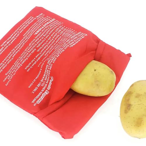 Visxcnu 2pcs Bolsa Patatas Microondas,Patatas Microondas,Bolsa de Cocina Patatas, Bolsa de Papas para Microondas,Bolsa de Cocina Patatas（Rojo）