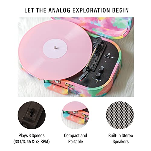 Crosley CR8009B-TD Discovery Vintage Valise Tourne-Disque Bluetooth entrée/Sortie 3 Vitesses Tie-Dye - Les Beatles, Paul McCartney, John Lennon, RIngo Starr, George Harrison Crosley CR8009B-TD Discovery Vintage Valise Tourne-Disque Bluetooth entrée/Sortie 3 Vitesses Tie-Dye – Image 3