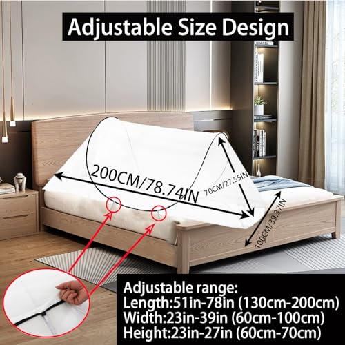 Image of CMINGJ Pop Up Mosquito Tent,Portable Foldable Mosquito Net 78 * 39 * 27in | suitable for Bed Camping Travel Patio,Mosquito Net for Adults Baby,Lightweight, Breathable, Durable (Black Adjustable Size)