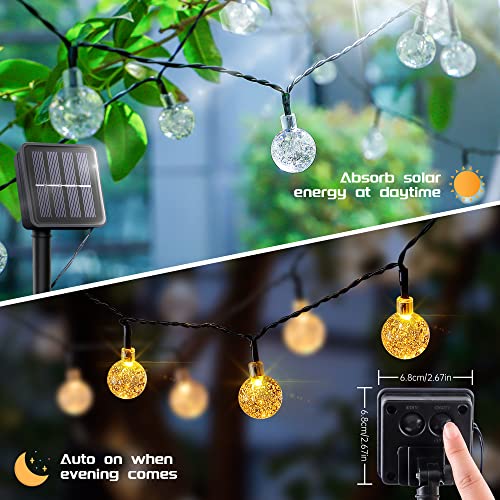 Pellimo 2-Pack 30 Led 20Ft Solar String Lights Outdoor, Crystal Globe Lights With 8 Lighting Modes, Waterproof Solar Powered Patio Lights For Garden Yard Porch Wedding Party Decor (Warm White) #TOP2
