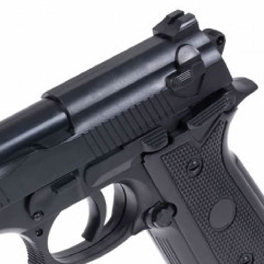 Pistolet à Billes Airsoft S92 SG00056-Modèle à Ressort-rechargement Manuel/Coup par Coup-Couleur : Noir-matière:Plastique Haute résistance-Puissance 0.3 Joule, 19x13cm