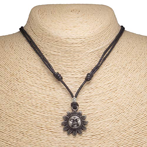 BlueRica Sun on Adjustable Black Cord Necklace2