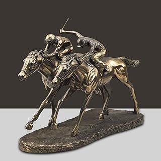 Bronze Double Horse Racing High-grade Ornaments Statue, Creative Cast Copper Home Decorations, Office Living Room Resin Sculpture Figurine (color: Bronze) (A)