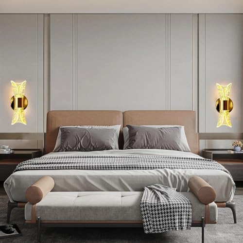 Image of Groeien 12W | 3 Color LED Nordic Sconce Crystal Glow Transparent Indoor Home Acrylic Wall Lamp for Bedroom Living Room Corridor Lighting Fixtures Wall Mount(Warm+Natural+Coolwhite)