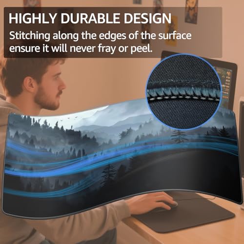 image for KTRIO Large Gaming Mouse Pad with Stitched Edges, Extended Mousepad wi