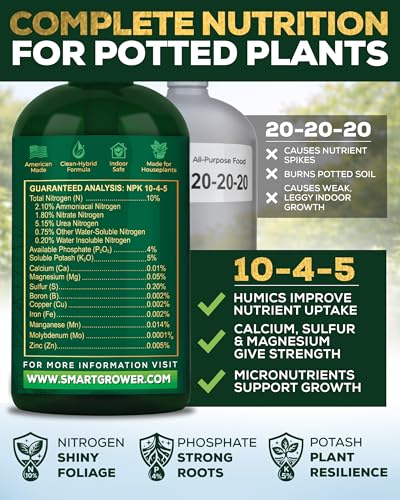 Image of Plant Food for Houseplants, Instant Indoor Plant Fertilizer for Healthier Plants, Clean & Safe for Indoor & Outdoor Use - Smart Grower Genius+ Easy Squirt Pump 8oz Makes 96 Gallons