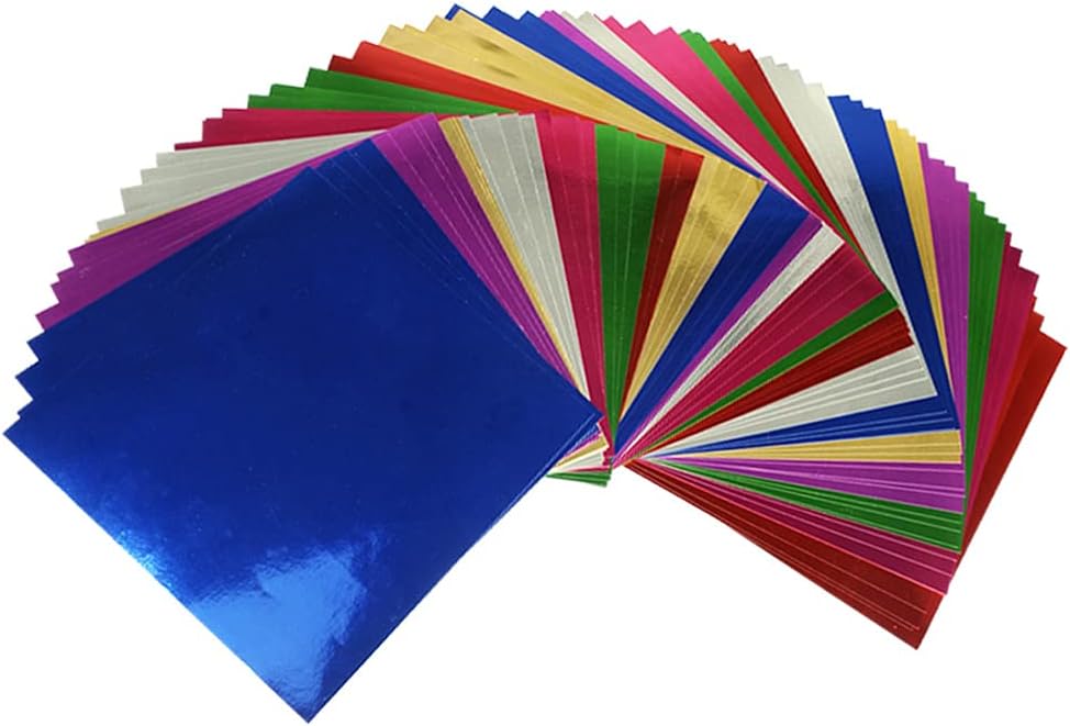 112 Sheets Foil Cardstock, Metallic Mirror Board Sheets Folding Paper for Arts & Crafts, 7 Colors 6x6 Inch Foil Origami Folding Paper for Scrapbook Paper, DIY Card, Invitation Supplies : Office Products