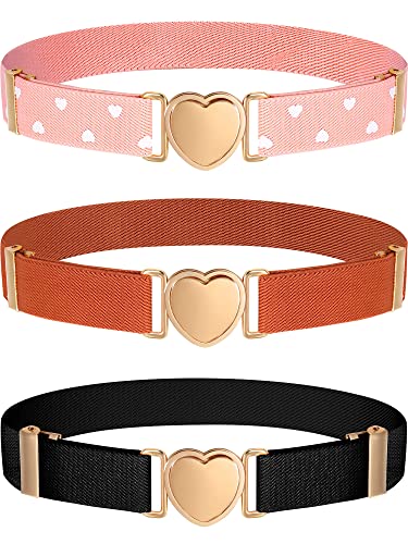SATINIOR 3 Pièces Ceintures Élastiques Réglables de Filles avec Boucle de Cœur