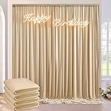 6×3 m Beige Hintergrund Vorhang, Deko Hochzeit Party Geburtstag Fotowand Hintergrund, 4 Platten 1,5×3 m Faltenfreie Weiche Seidige Beige Vorhänge für Kulissen Home