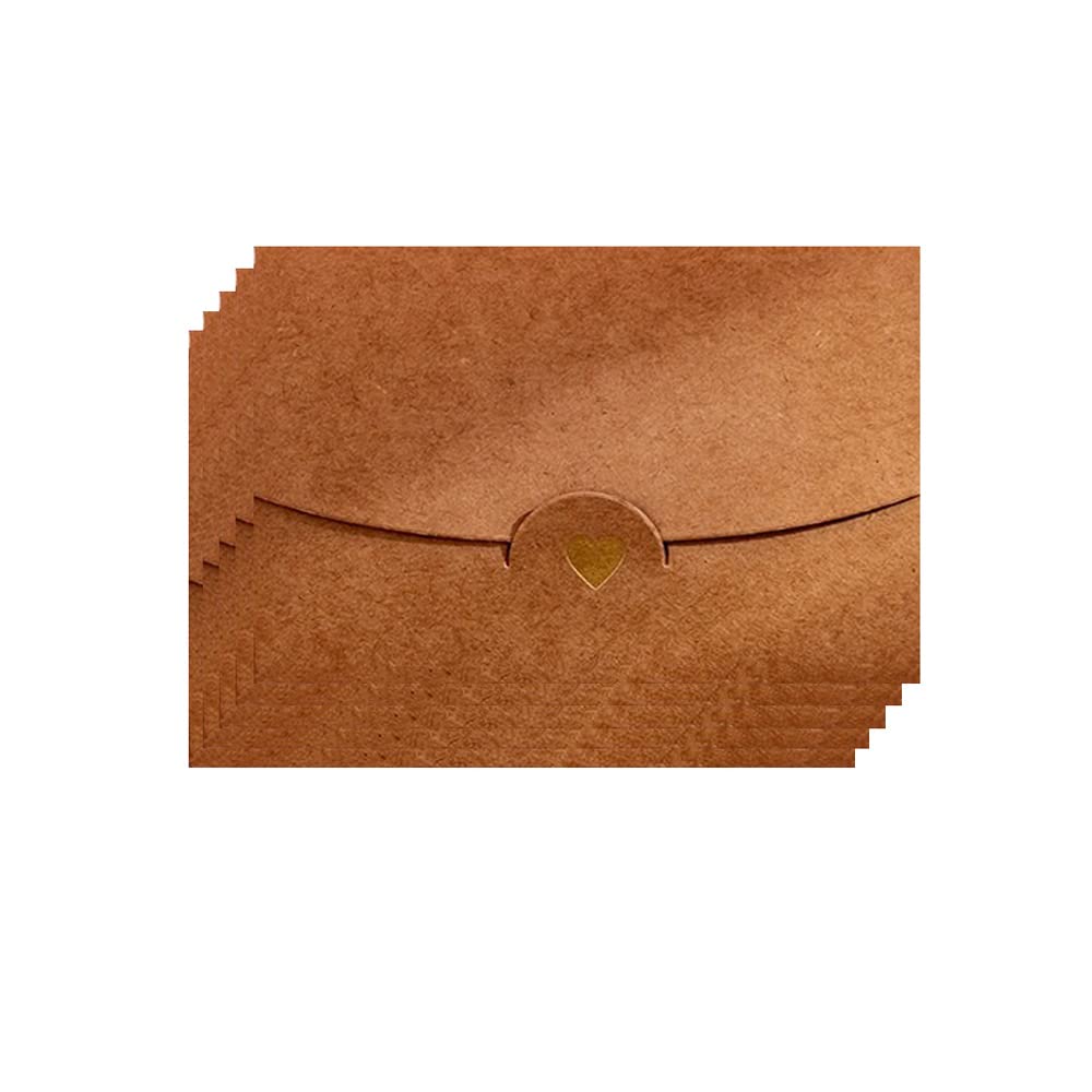 Mini Envelopes, 50 Pieces Mini Gift Card Envelopes, Kraft Paper Mini Envelope, with Heart Clasp