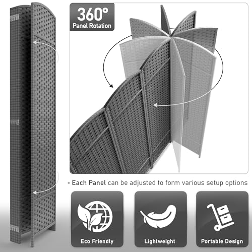 Sorbus 6 Panel Room Divider 6 ft. Tall - Privacy Screen, Extra Wide Double Hinged Panels, Mesh Hand-Woven Design, Partition Room Dividers and Folding Privacy Screens, Wall Divider for Room Separation