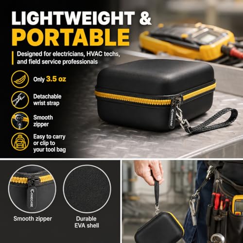 Image of COMECASE Hard Multimeter Case Compatible with Fluke 117 /115 /116 | Hard Shell Storage, Mesh Pocket for Test Leads, Handle, for Fluke 101 107, Electricians and Travel, Black Interior, Case Only