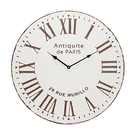 22 inch Wall Clock - Decorative Round Metal Clock for Living Room Decor, Battery Operated Silent Nonticking Quartz Analog Clock with Roman Numberals, Antiquite de Paris Face, French Style