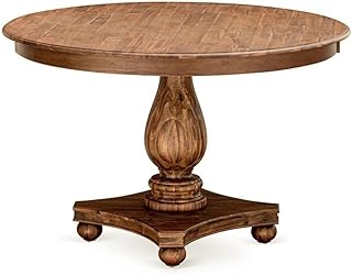 FE2-0N-TP Ferris Modern Dining Table - a Round Kitchen Table Top with Pedestal Base, 48x48 Inch, Sandblasting Antique Walnut