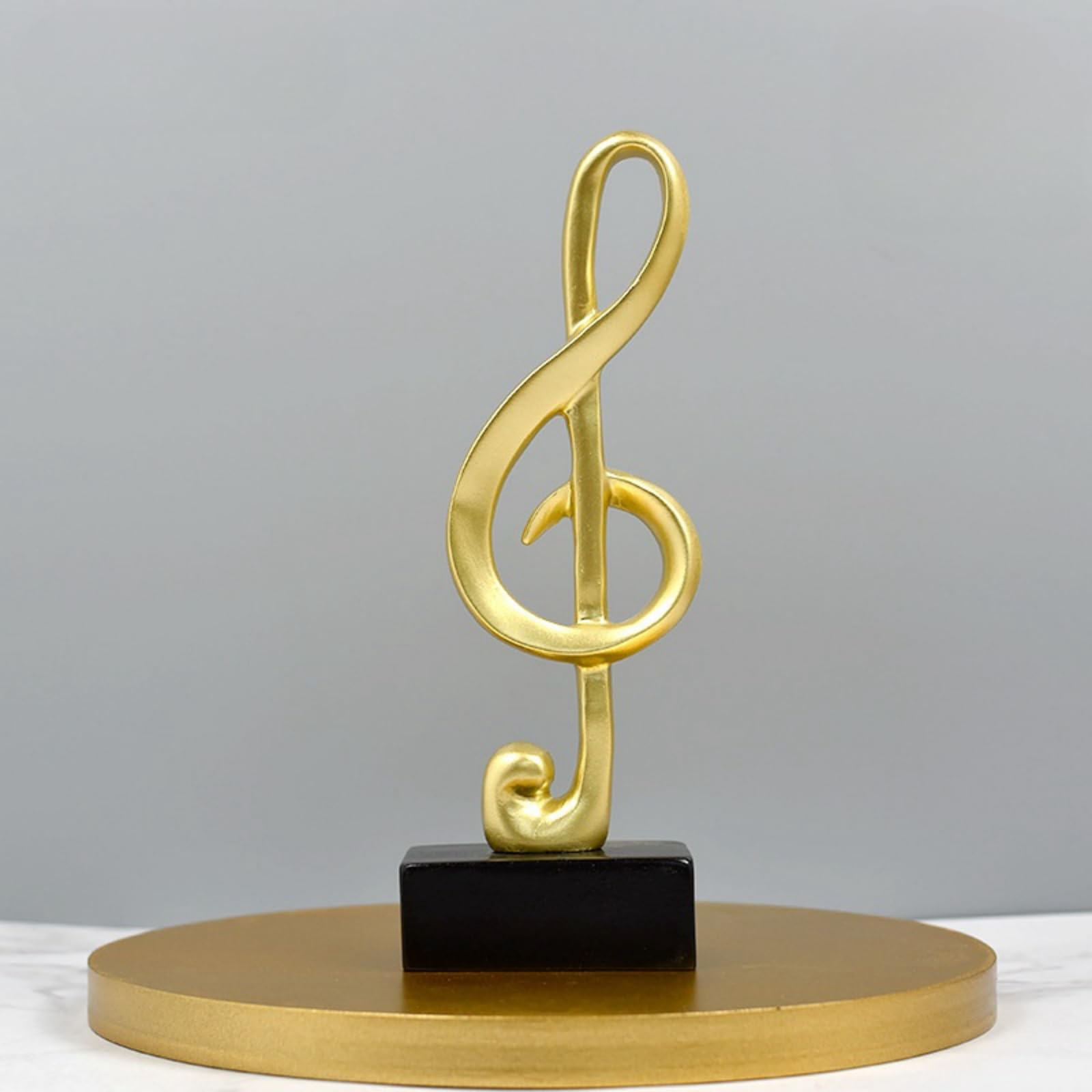 Bakiauli Escultura de Estatua de Nota Musical, Escultura Moderna Decorativa, Resina Dorada para Notas Musicales Manualidades, Decoración para el Hogar Oficina Escritorio Regalo