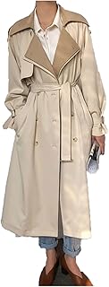 SUKORI Gabardina Mujer Gabardina de mujer con cuello de solapa doble de longitud larga a la moda de otoño, ropa de estilo ...