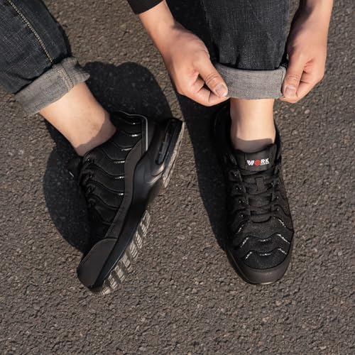 Image of LARNMERN Cushioned Steel Toe Shoes for Men Safety Toe Tennis Sneakers | Breathable ASTM Wide Toe Lightweight Puncture Proof Fashional Style Comfort Slip Resistant