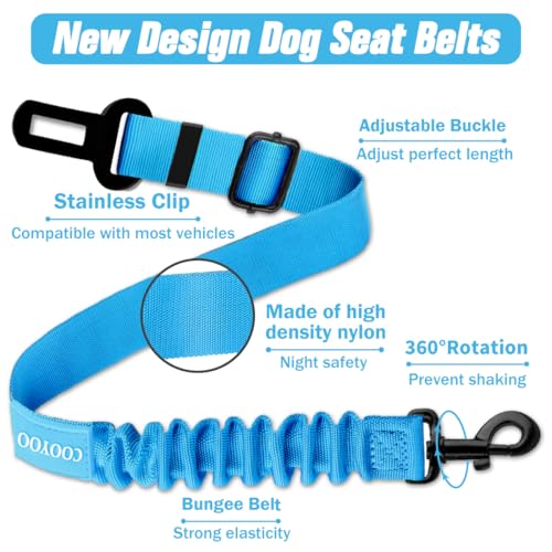 Image of COOYOO Dog Seat Belt, Durability Retractable Dog Car Harness Adjustable Dog Seat Belt for Vehicle Nylon Pet Safety Seat Belts Heavy Duty & Elastic