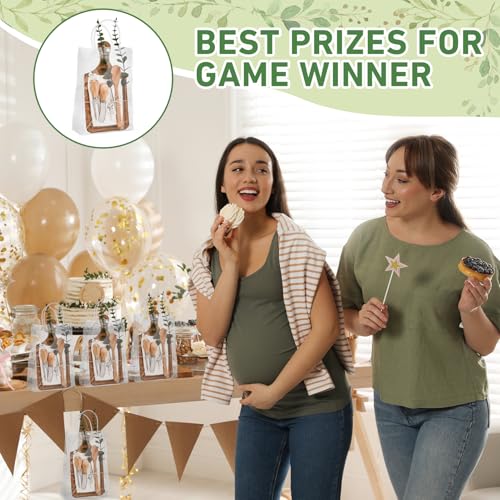 Baby Shower Prizes for Game Winners Bamboo Cheese Board Spoon Fork Butter Spreaders Plaid Towel Thank You Card and Gift Bags for Baby Shower Wedding Bridal Shower Favors (Acacia, 6 Sets)