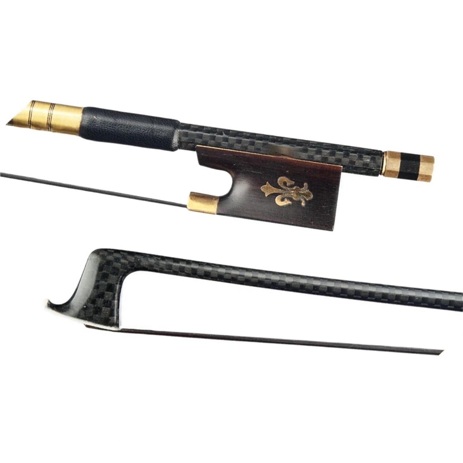 principiante Práctica Arco Violín Arco de fibra de carbono 4/4 piezas de violín accesorios de instrumentos de cola de caballo negra