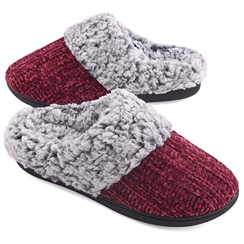 Women's House Slippers Memory Foam Fuzzy Slip on Slide Slippers Ladies Soft Bedroom Shoes for Indoor & Outdoor