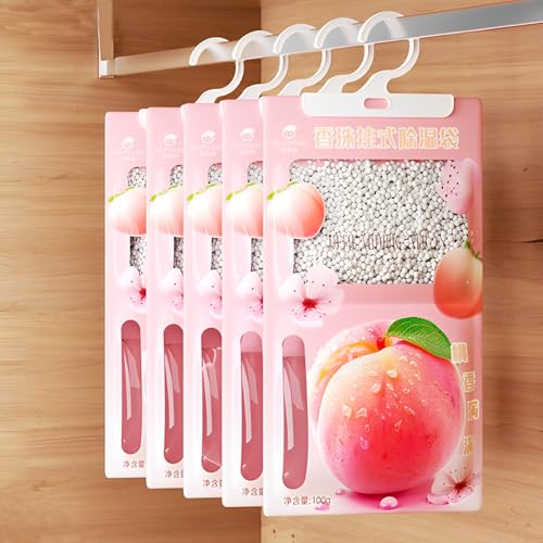 TFSZE Perfumada Bolsas Antihumedad,Pack x 5 Bolsas Antihumedad Deshumidificador, Deshumificador Percha Colgante Garaje,Bolsas Absorbe Humedad Premium, Combate el Moho y Protege tu Ropa