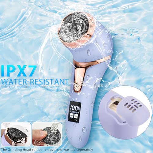 Image of Electric Callus Remover for Feet, Portable Pedicure Kit Foot File Callus Remover, Rechargeable Waterproof Foot File for Foot Care Deadskin Remover with 9Head&LCD Display, Purple