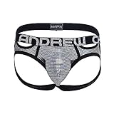 Andrew Christian Shock Jock Disco Glitter Jock w/Male Feature Cup Pad (Medium) Silver