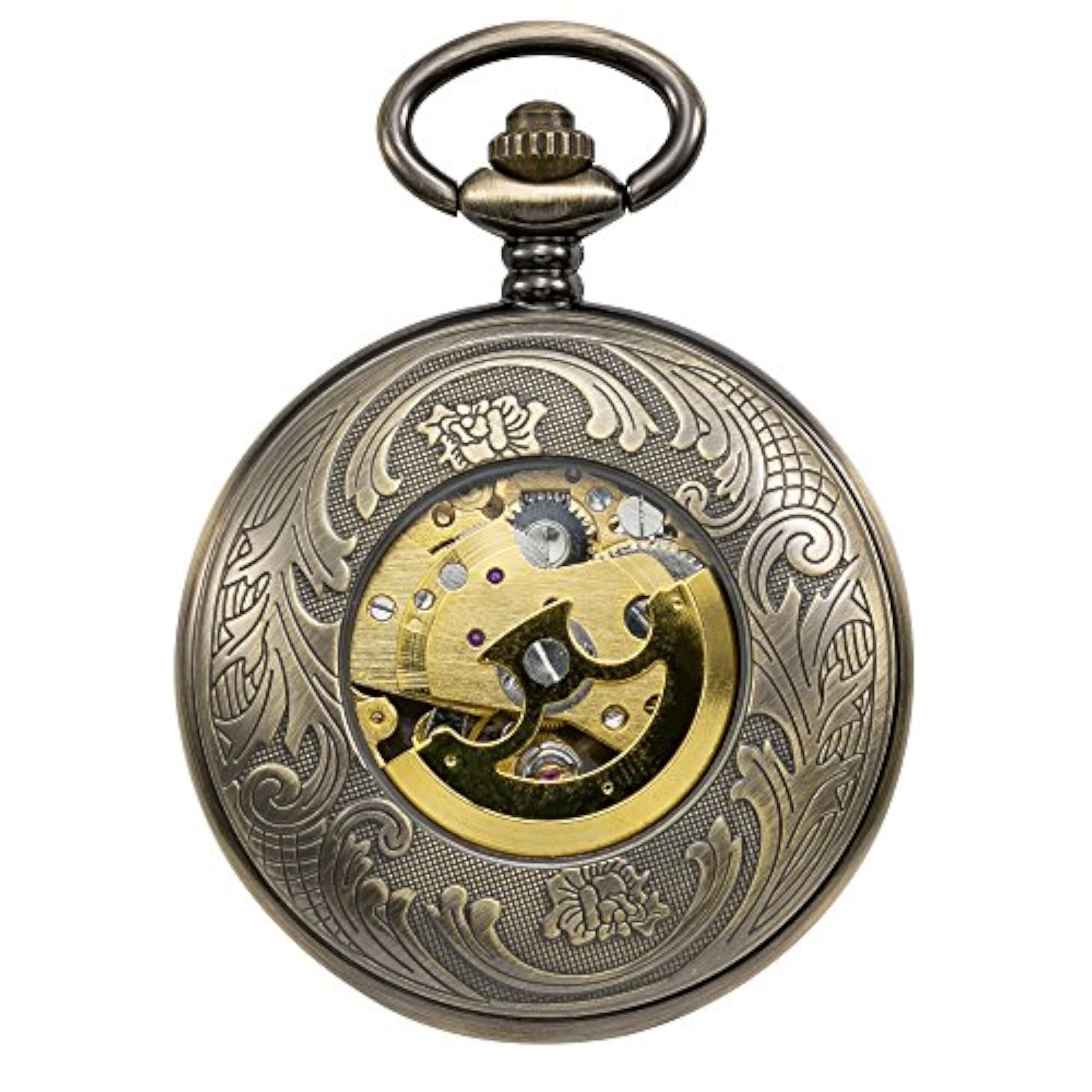 Automatic Mechanical Pocket Watch, Steampunk Skeleton Dial