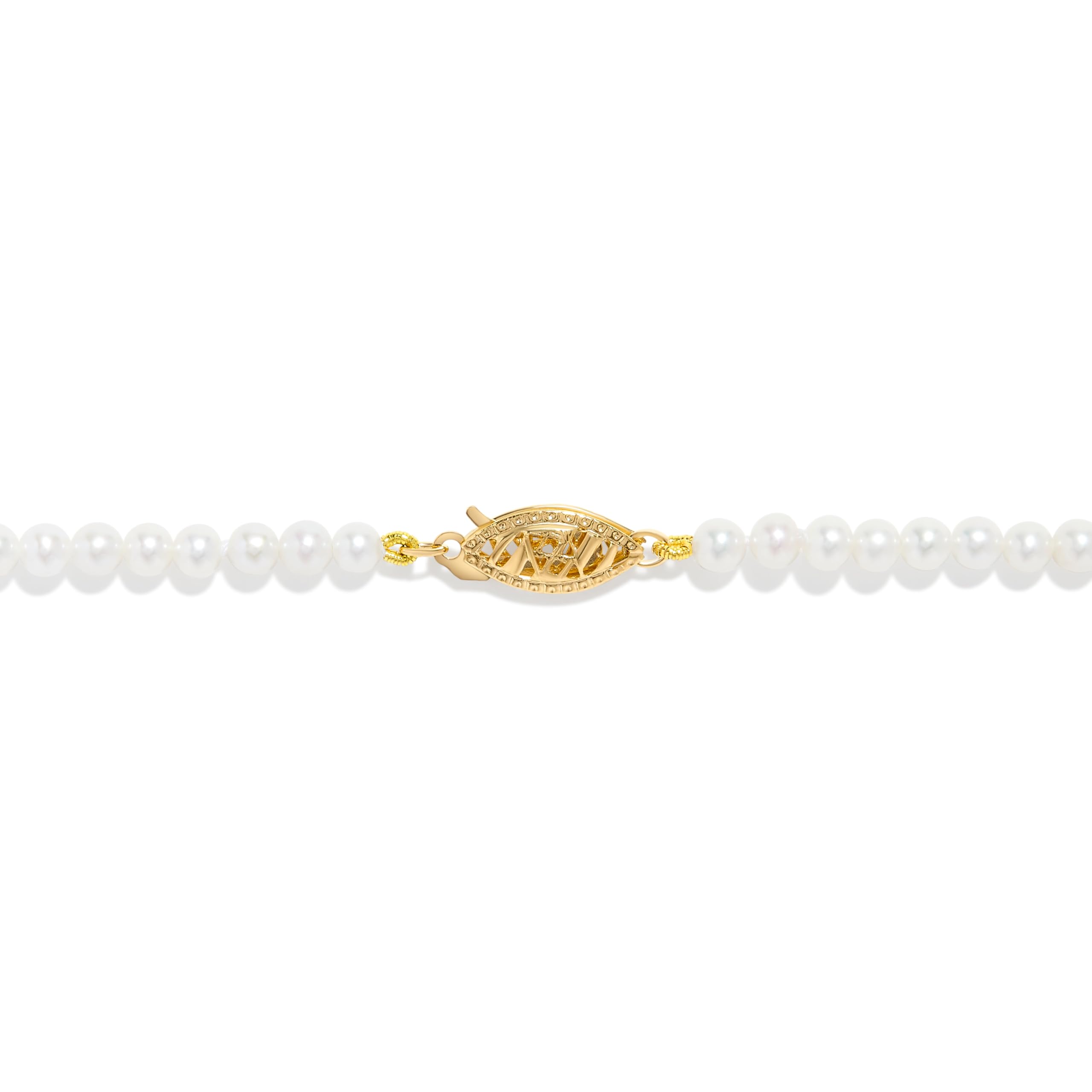 Perlenkette aus 14 Karat Gelbgold und Weißgold, Süßwasser-Zuchtperle, rund, 2,5 - 3 mm, 45,7 cm