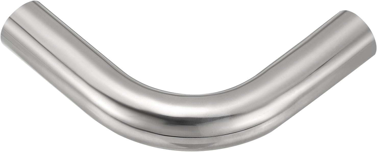 PATIKIL 90 Degree Sanitary Extended Pipe, 1.5inch OD Mandrel Bend Elbow Exhaust Pipe Straight Connector 304 Stainless Steel Extended Pipe for Welding Modified Stair Handrail HVAC