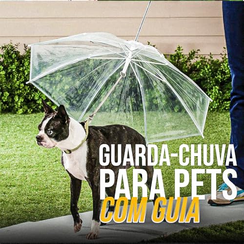 Guarda-Chuva Transparente para Pets com Guia – Proteção e Conforto na Chuva