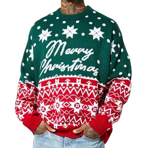 Christmas Sweater for Men Long Sleeve Knitted Xmas Pullover Tops