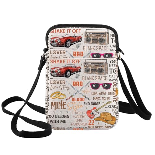 BWKTOP Singer Album Adjustable Crossbody Purse Tour Gifts Song Lyrics Travel Shoulder Bag Merchandise