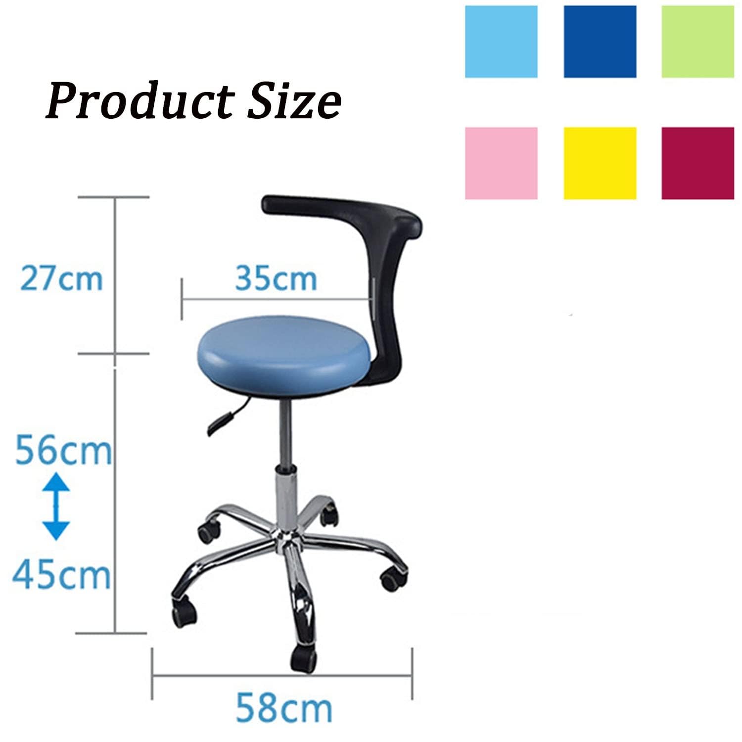Tabouret dentaire médical réglable avec rotation à 360 ° et accoudoirs – Tabouret ergonomique pour médecin, infirmière, assistant pour procédures de précision