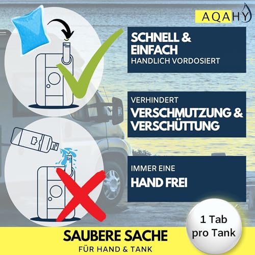 AQAHY Camping Toiletten Zusatz - Tabs blue extra stark – Nadelwald WC Drops - Chemietoilette Tabs entfernt unangenehme Gerüche - made in DE 3
