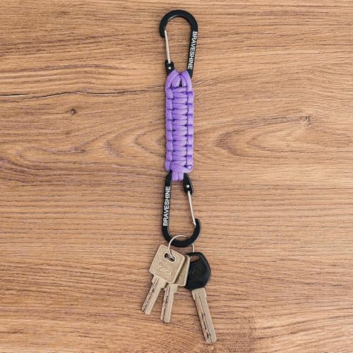 Image of BRAVESHINE Paracord Keychain Carabiner Clip, D Ring Lanyard Hanger Stroller Hook for Water Bottle, Key, Backpacks, Men, Women