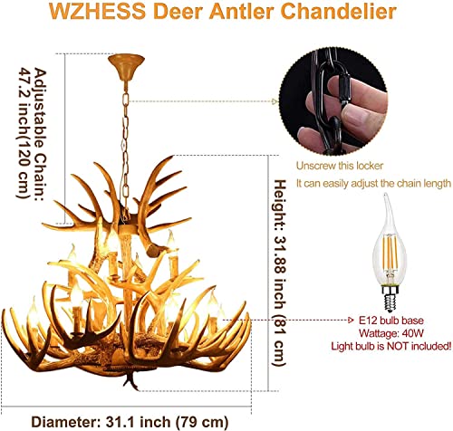 Lustre en bois de cerf double couche marron à 12 lumières pour salon - 6