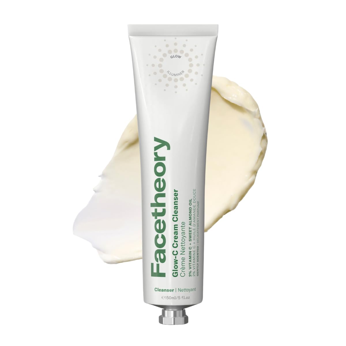 Vitamin C Facial Cleanser - Facetheory Glow-C Vitamin C Cream Cleanser (Mandarin Scented) - Gentle None Stripping for All Skin Types - Removes Makeup & SPF (150ml)